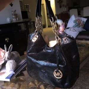 Black Leather Snakeskin Michael Kors